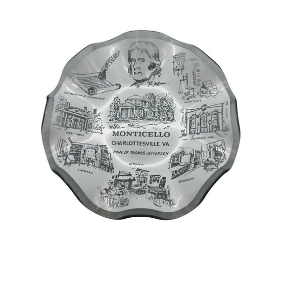 Monticello Souvenir Decorative Fluted Glass Trinket Dish Thomas Jefferson Home - Picture 1 of 8